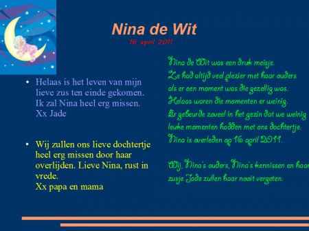 Nina de Wit overleden